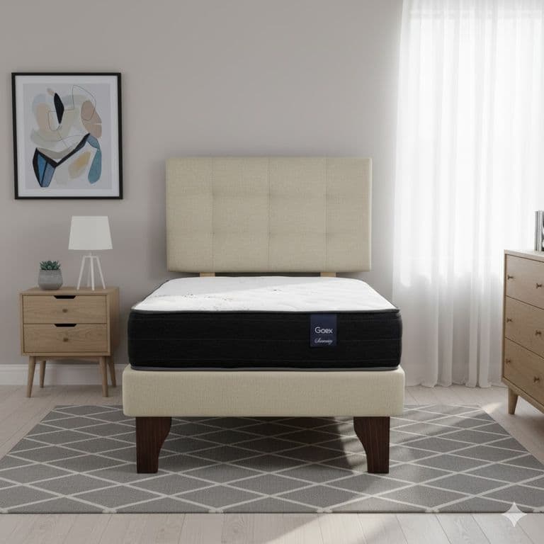 Cama Europea 1 Plaza 200 Respaldo Ginebra