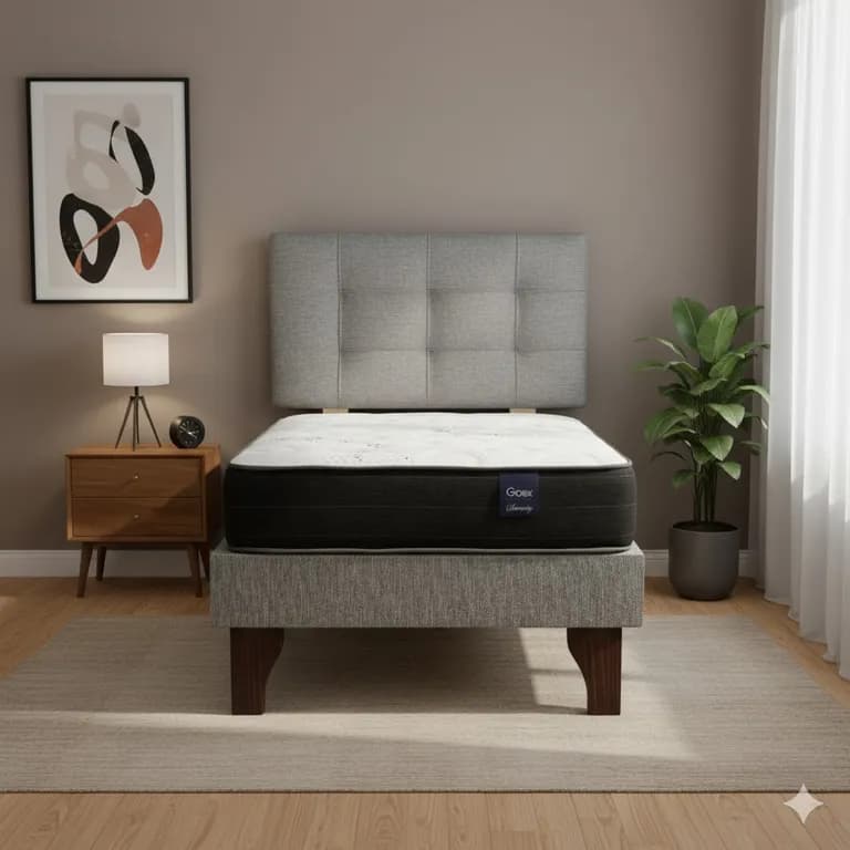 Cama Europea 1 Plaza 200 Respaldo Ginebra
