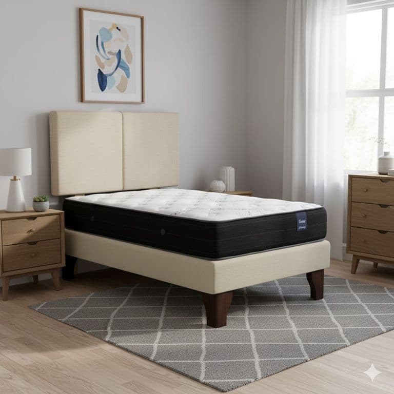Cama Europea 1 Plaza 200 Respaldo Everest