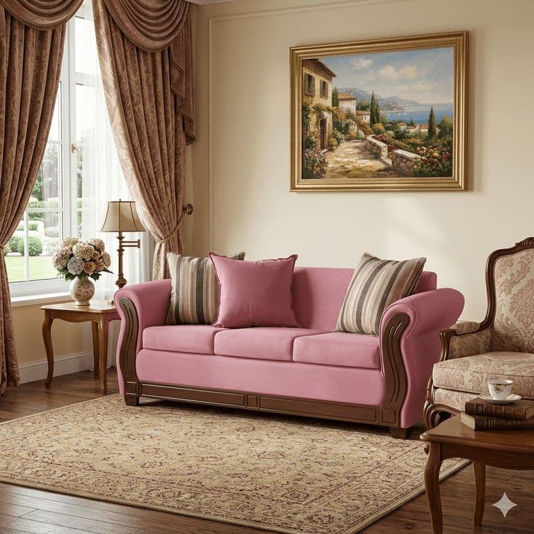 SOFA ATENAS 3 CUERPOS Rosado claro