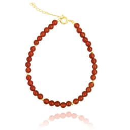 Pulsera Cornalina Redondo 4mm Enchapado Oro 18K Rojo TALLA UNICA