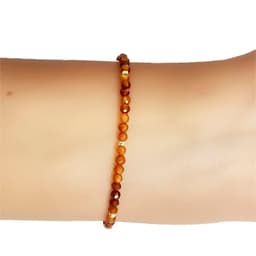 Pulsera Cornalina Facetada 3mm Enchapado Oro 18K Dorado TALLA UNICA