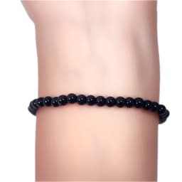 Pulsera Onix 4mm Elasticada Negro TALLA UNICA