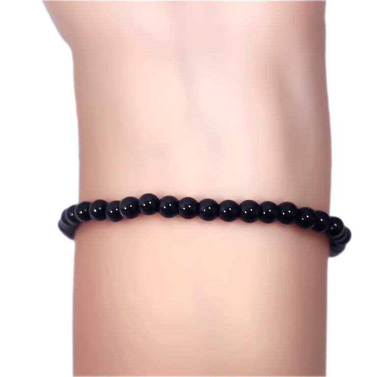 Pulsera Onix 4mm Elasticada Negro TALLA UNICA
