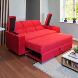 SOFA CAMA FUNCIONAL 2 PZ DECO FELPA Burdeos