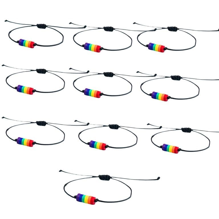 Pack 10 Pulsera Arcoiris Unisex Brazalete De Cuerda Bandera Multicolor TALLA UNICA