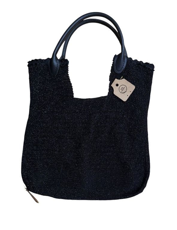 Cartera negra de hilo metalico hecha a mano diseno exclusivo Negro Brillante TALLA UNICA