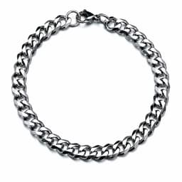 Pulsera Hombre Cubana en Acero Inoxidable 7mm Plateado TALLA UNICA