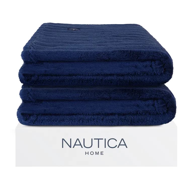 Pack 2 Mantas de cama Home Jacquard Franela ultrasuave 127x178cm azul Azul 1 PLAZA