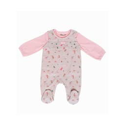 Conjunto Bebe Nina Jardinera Estampada 2 Piezas con Top Manga Larga Rosado Bebe 0 MESES