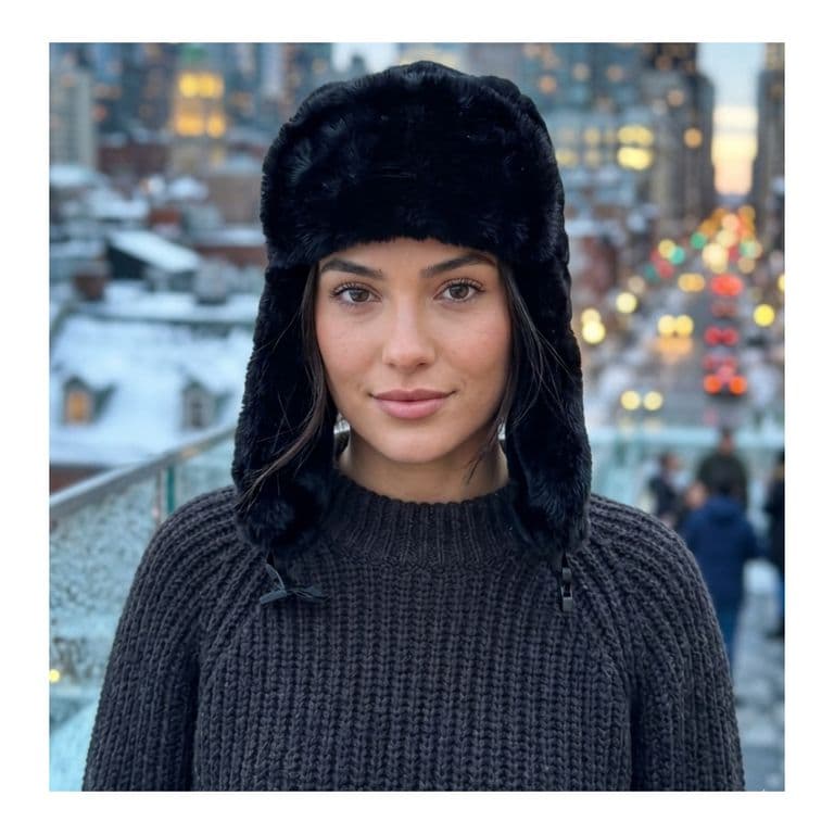 Gorro Ruso Ushanka Con Orejeras Peludo Termico Invierno Mujer Negro TALLA UNICA