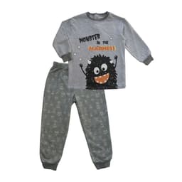 Pijama de Franela Monster Nino 2 Piezas para Frio Gris 4 ANOS