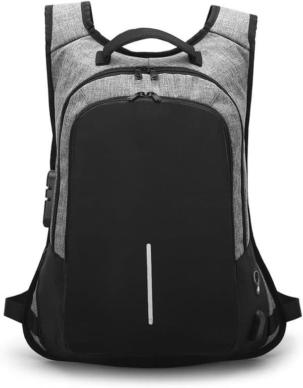 Mochila Ejecutiva Usb Porta Notebook Y Candado Gris