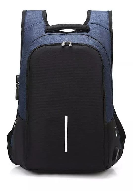 Mochila Ejecutiva Usb Porta Notebook Y Candado Azul