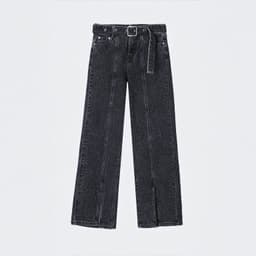 Pantalon abertura cinturon Negro Mujer Negro 34