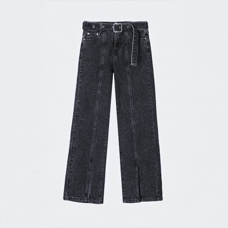 Pantalon abertura cinturon Negro Mujer Negro 34