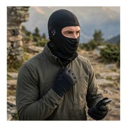 Set Antiviento Moto Balaclava Con Orificio Auricular y Guantes Negro TALLA UNICA