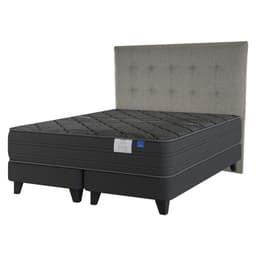 Cama Europea Black 2 Plazas x 2.00mt Base Dividida + Respaldo Design Gris