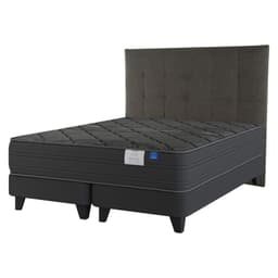 Cama Europea Black King x 2.00mt Base Dividida + Respaldo Design Grafito