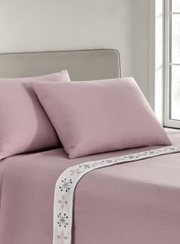 SABANA POLAR BORDADA GEO ROSA 1.5 PL Rosado 1,5 PLAZAS