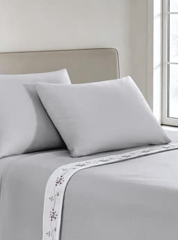 SABANA POLAR BORDADA FLOR GRIS 1.5 PL Gris 1,5 PLAZAS