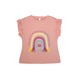Polera Rosa Manga Corta Arcoiris Nina 100% Algodon Rosa 0-3 MESES