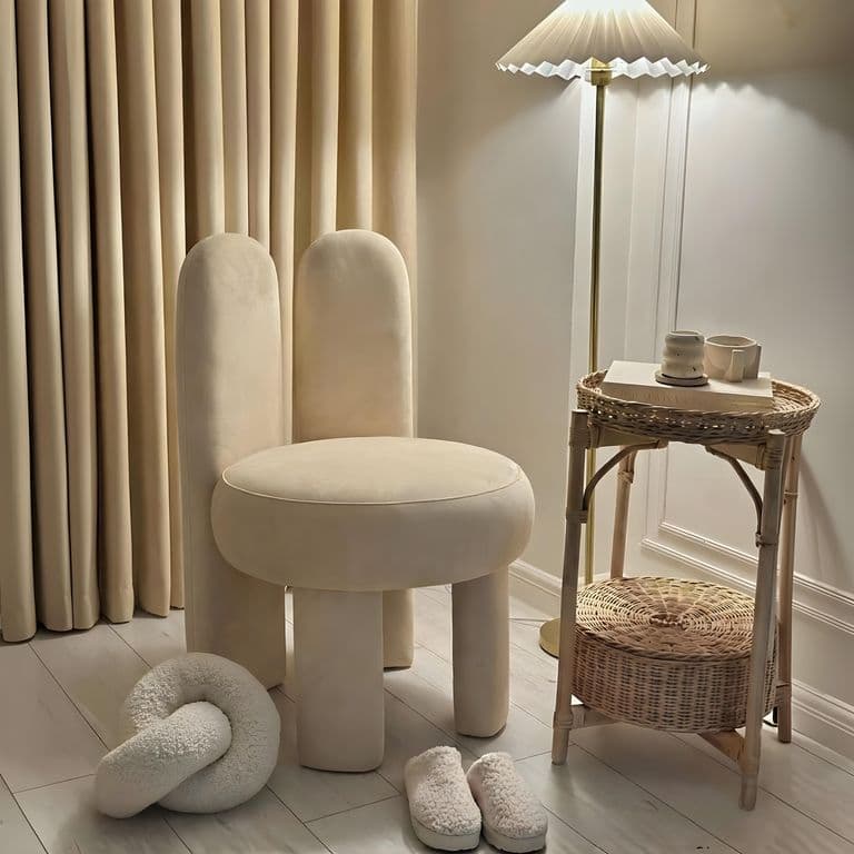 Silla taburete para tocador de terciopelo Blanco