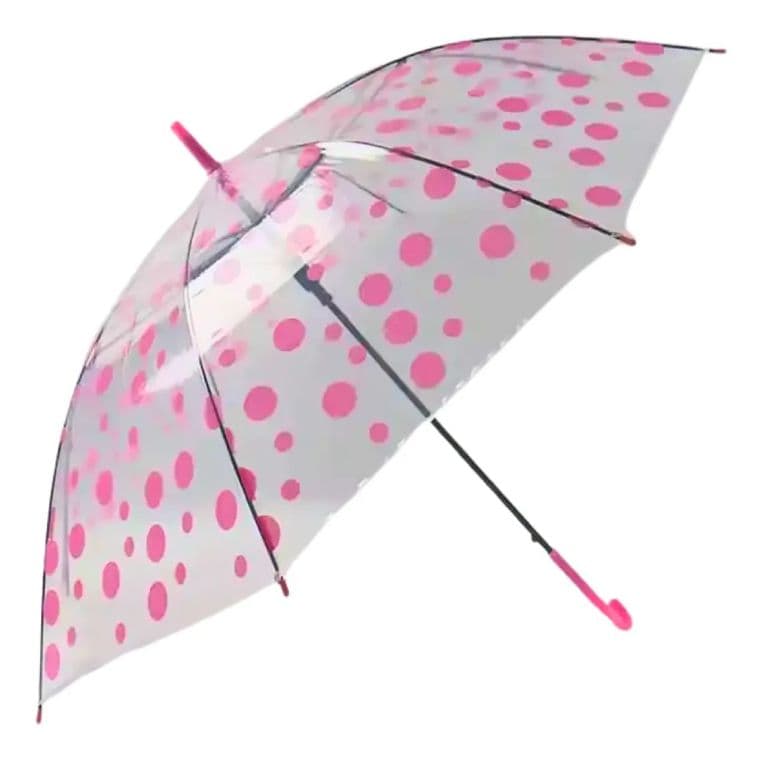 Paraguas Ninos Transparente Infantil Automatico De 90 Cm Rosa/Lunares Rosa 1
