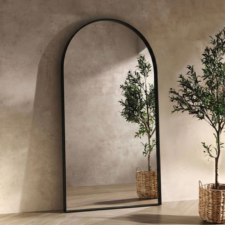 Espejo decorativo en arco de cuerpo entero industrial negro XL 190x110 cm