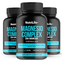 Pack 3 Magnesio Complex 180 Capsulas Nutrilife+ 4 Tipos Alta Absorcion SIN SABOR