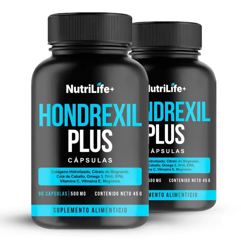 Pack 2 Hondrexil Plus Nutrilife+ Suplemento Articulaciones Colageno Magnesio Omega 3 SIN SABOR