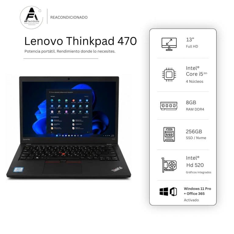 Notebook 470 I5 6th 8GB 256GB - Win11 Office - Reacondicionado Profesional