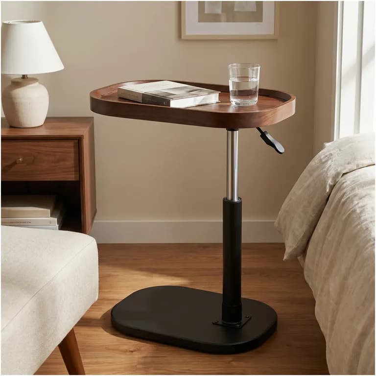 Mesa Lateral Jacinta Altura Ajustable Resistente Con Piston Marron