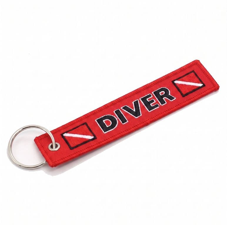 Llavero Bordado Buzo Sumergido Diver Regalos Originales, hombre mujer Rojo TALLA UNICA