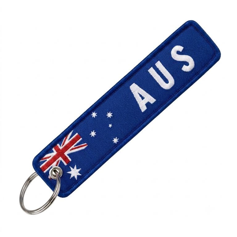 Llavero Personalizado Hombre, Bordado en Contorno, Regalos Originales, Australia Rojo TALLA UNICA