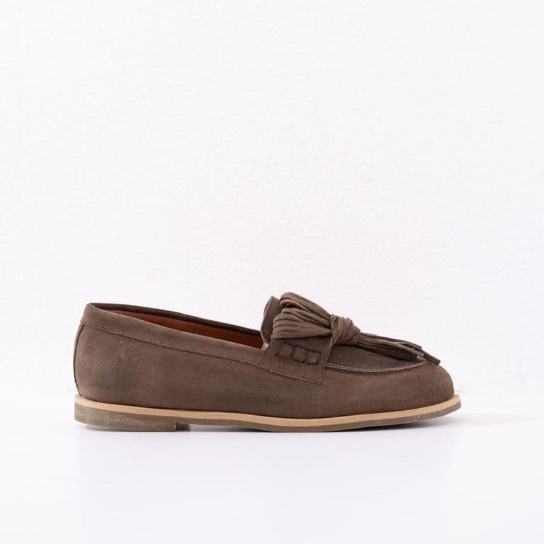 Mocasin Cuero Mujer Flora Taupe Cafe 35