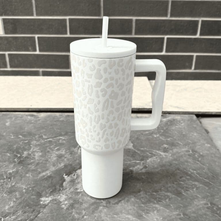 Vaso termico blanco con estampado de 1200 ml