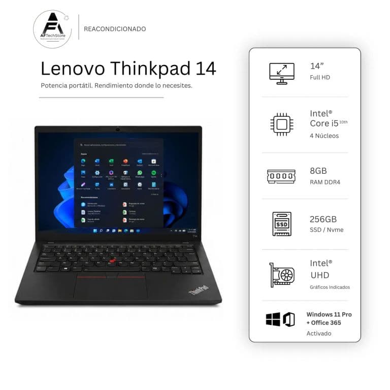 Notebook E14 I5 10th 8GB 256GB - Win11 Office - Reacondicionado Profesional