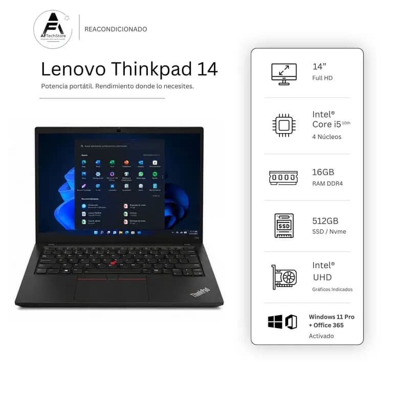Notebook E14 I5 10th 16GB 512GB - Win11 Office - Reacondicionado Profesional