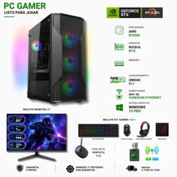 Pc Gamer AMD Ryzen 5 5500 - 16GB RAM - RTX 5050 - 1TB - Wifi (Monitor 24" + Parlante) MX110.
