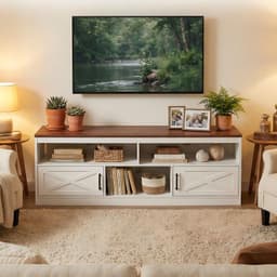 Rack TV 60 Pulgadas 140x30x50 cm MDF Blanco/Marron Nordico