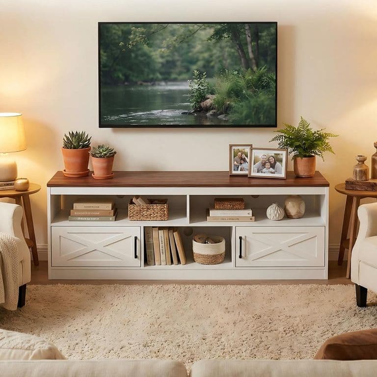Rack TV 60 Pulgadas 140x30x50 cm MDF Blanco/Marron Nordico