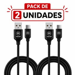 Pack 2 Cable Trenzado USB a USB C 2 Metros Carga Rapida Negro