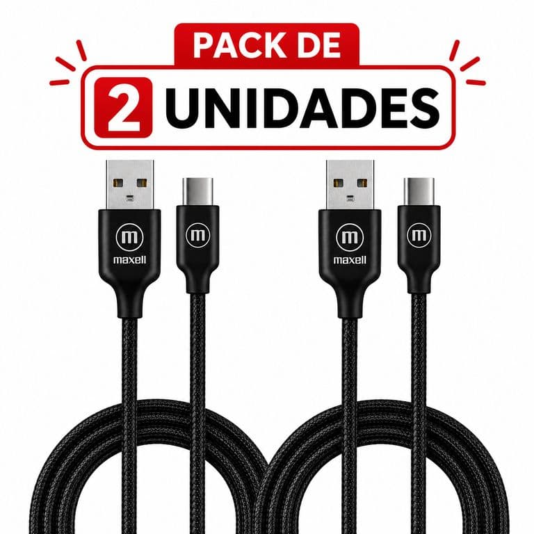 Pack 2 Cable Trenzado USB a USB C 2 Metros Carga Rapida Negro