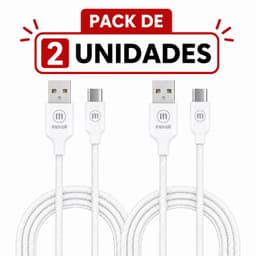 Pack 2 Cable Trenzado USB a USB C 2 Metros Carga Rapida Blanco
