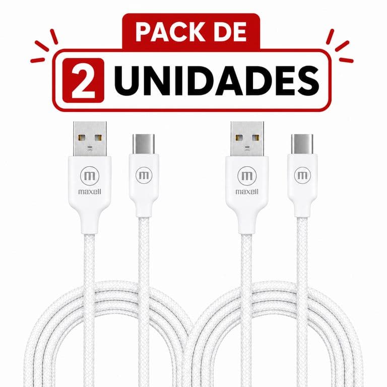 Pack 2 Cable Trenzado USB a USB C 2 Metros Carga Rapida Blanco