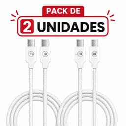 Pack 2 Cable Trenzado USB C a USB C 2 Metros Carga Rapida Blanco