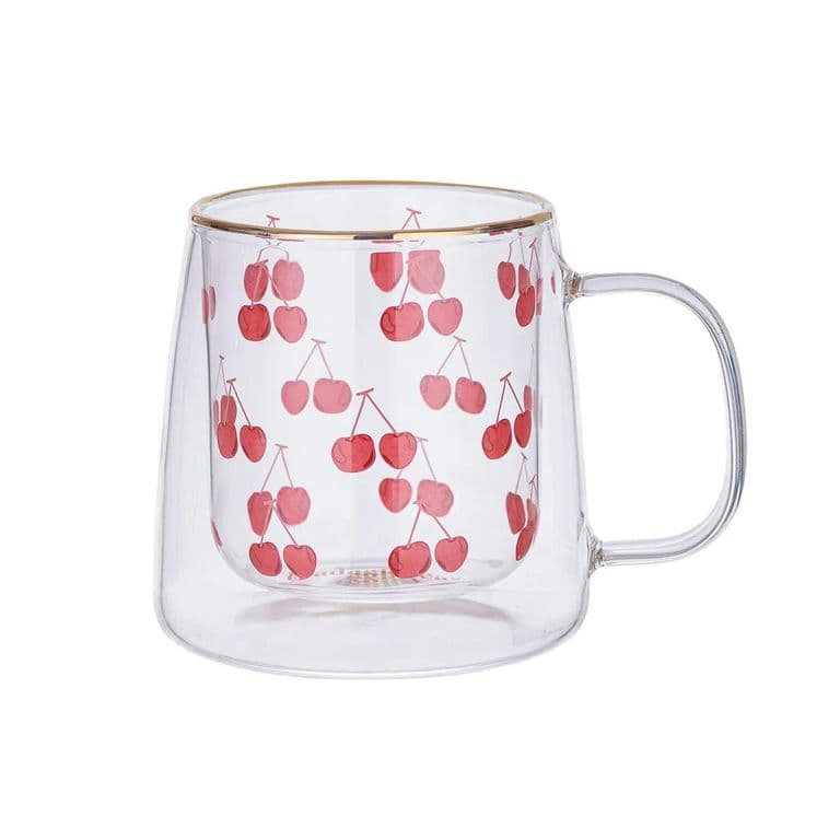 Taza Doble Vidrio Cherries 400 ml