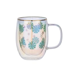 Taza Doble Vidrio Turquoise Flowers 300 ml