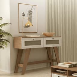 Aparador Arrimo Trama 2 Cajones Cerezo/Off White 110x33x80 Cm